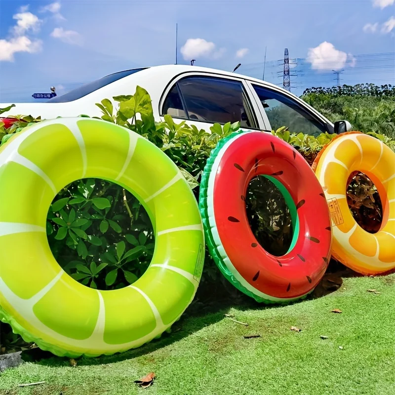 Essential Adult Fruit Patterned Swimming Rings for Summer Swimming, Beach Swimming Pool Floating Rings (without Pumps)