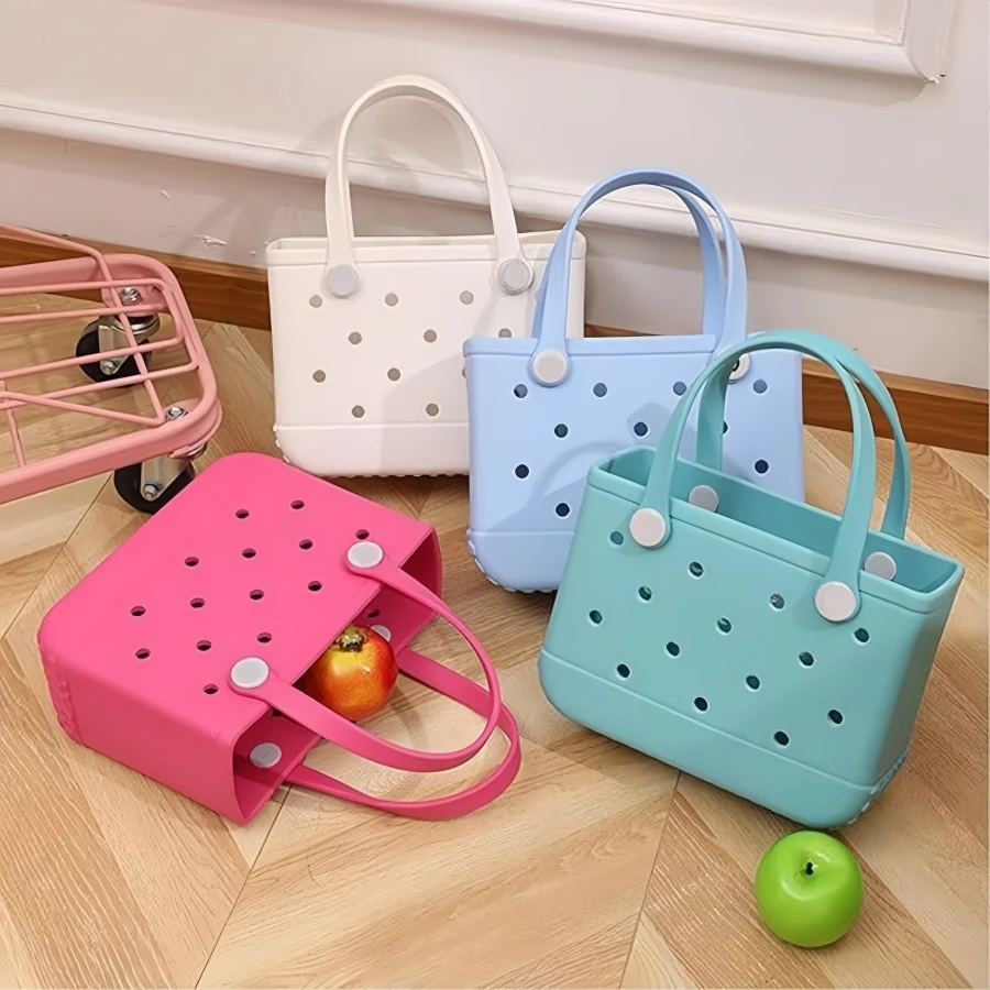 Beach bag with holes, hand-held, waterproof travel bag that can be washed, suitable for sports, beach, and swimming pool use.