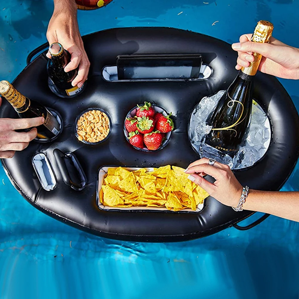 Inflatable Drinks Holder Pool Beer Drinks Holder Multifunctional Floating Cup Holder Drinks Tray Floats for Beach Time Spa