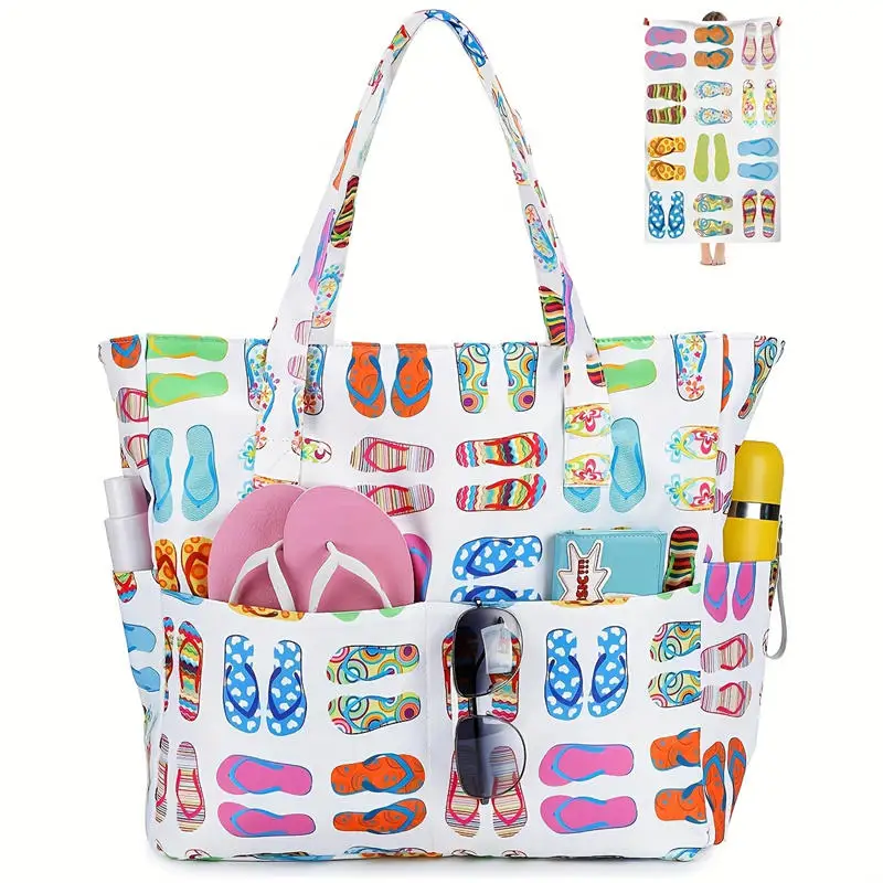 Waterproof Beach Pool Bags Tote for Women Ladies Large Gym Tote Carry On Bag With Wet Compartment Travel Storage Bag Fashion