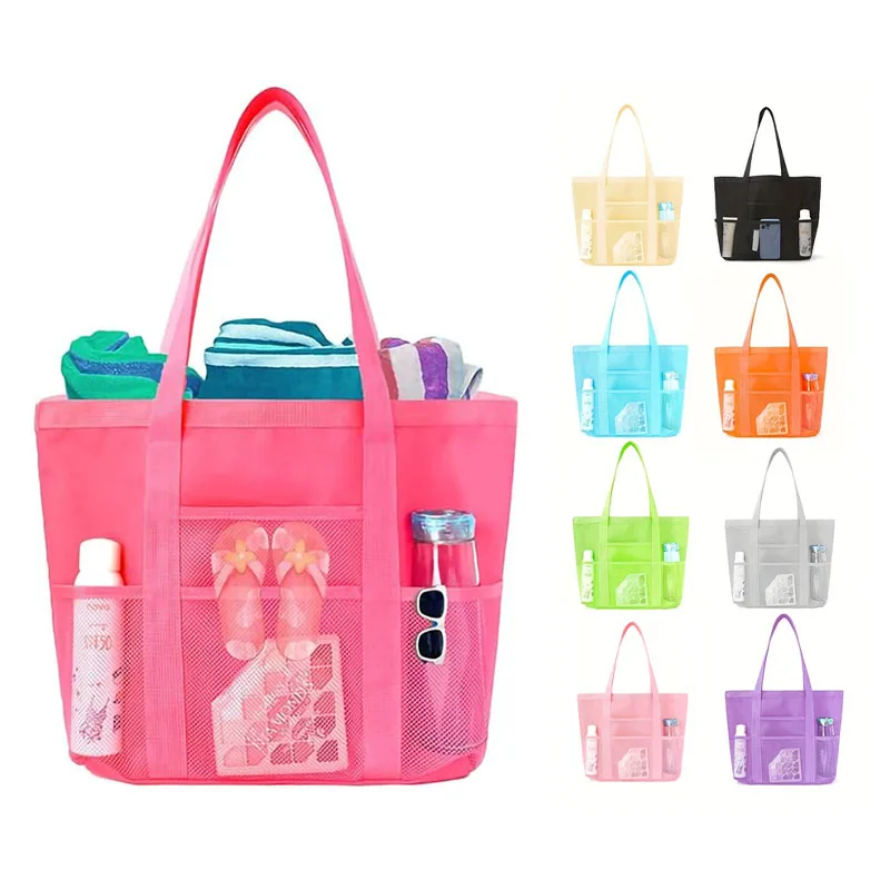 Beach Bags For Women Large Capacity Pool Bag Waterproof Mesh Fitness Handbag Portable Swimming Pouch For Water Bottle Sunglasses