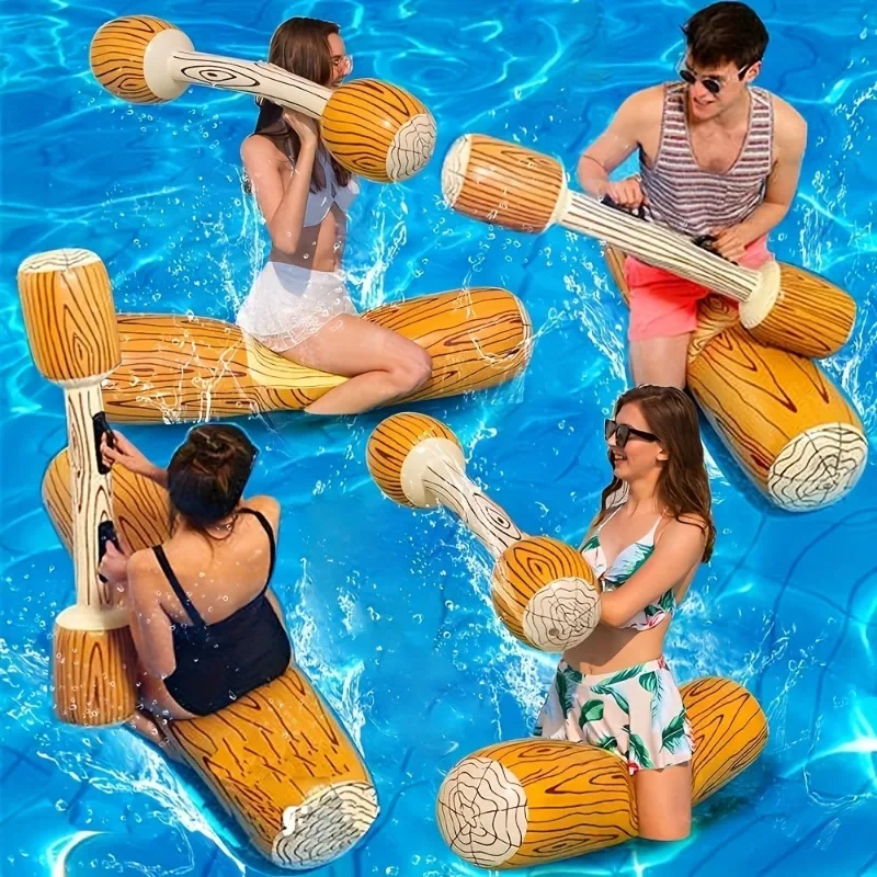 Inflatable Log Floating Pool Toy for Adults, Family Pool Fighting Float Row Toys for Pool Parties, Beach, Summer Outdoor Sports