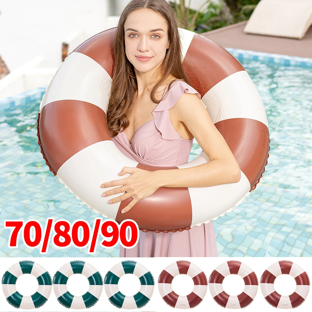 Inflatable Swim Ring Pool Floating Rings Leakproof Blow Up Swim Tube Water Play Equipment Striped Pool Rings Pool Accessories