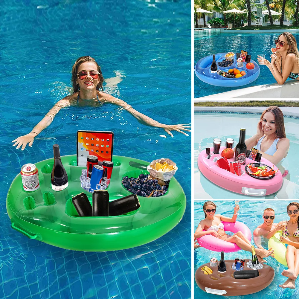 Inflatable Pool Drink Holder with Large Capacity Floating Drink Float for Hot Tub Pool Beach  Party - Holds Drinks Phones Snacks