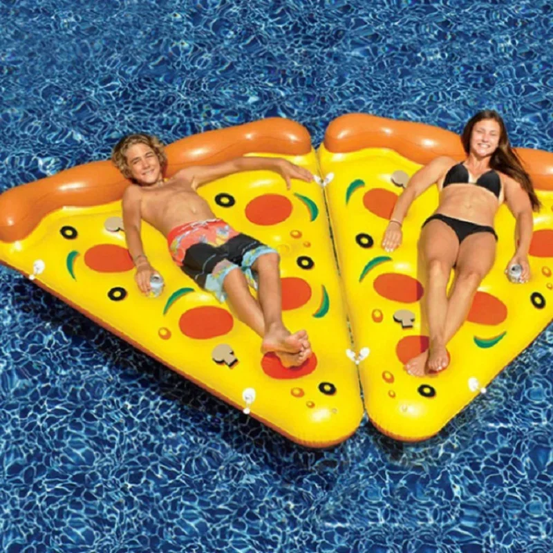 Inflatable pizza float, summer adult water recliner float, colorful entertainment float bed, pool mounted swimming float  i