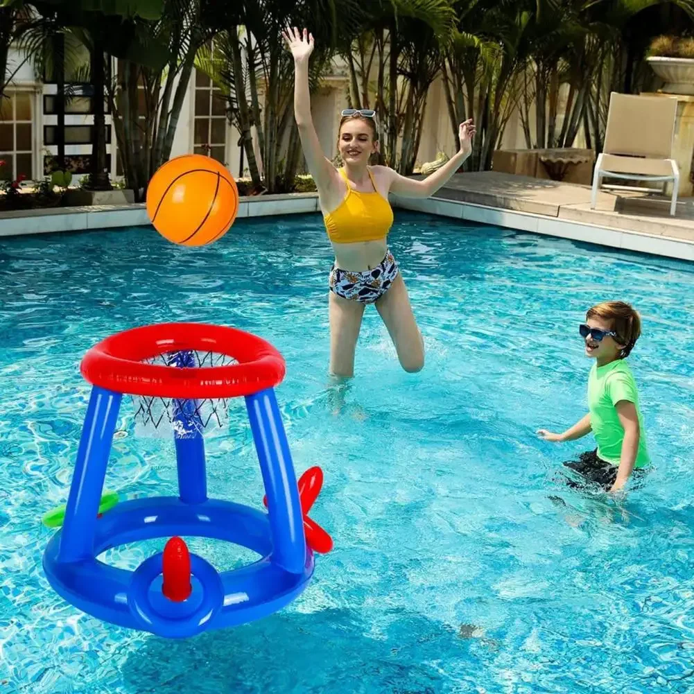 Inflatable Ball Hoop Pool Floats Toy Set Floating Cross Ring Toss Toys for Kids Adults Swimming Pool Floating Toy Game Elk Horns