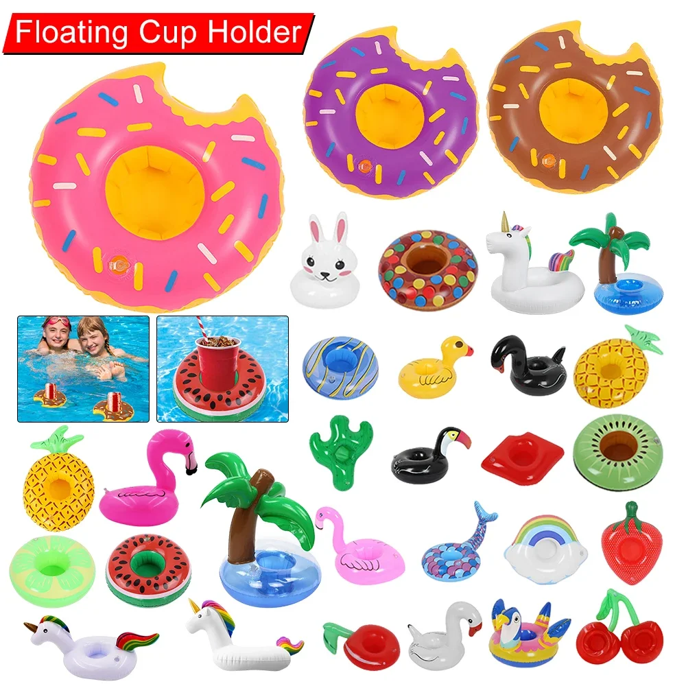 Floating Cup Holder Donut Floating Coasters Multicolor Donut Beverage Glass Holder Portable Drink Float  Swimming Pool Party