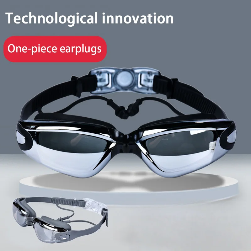 Swimming Goggles Adult Pool Glasses Anti Fog Men Women UV Protection Optical Waterproof Swim Eyewear with Earplugs