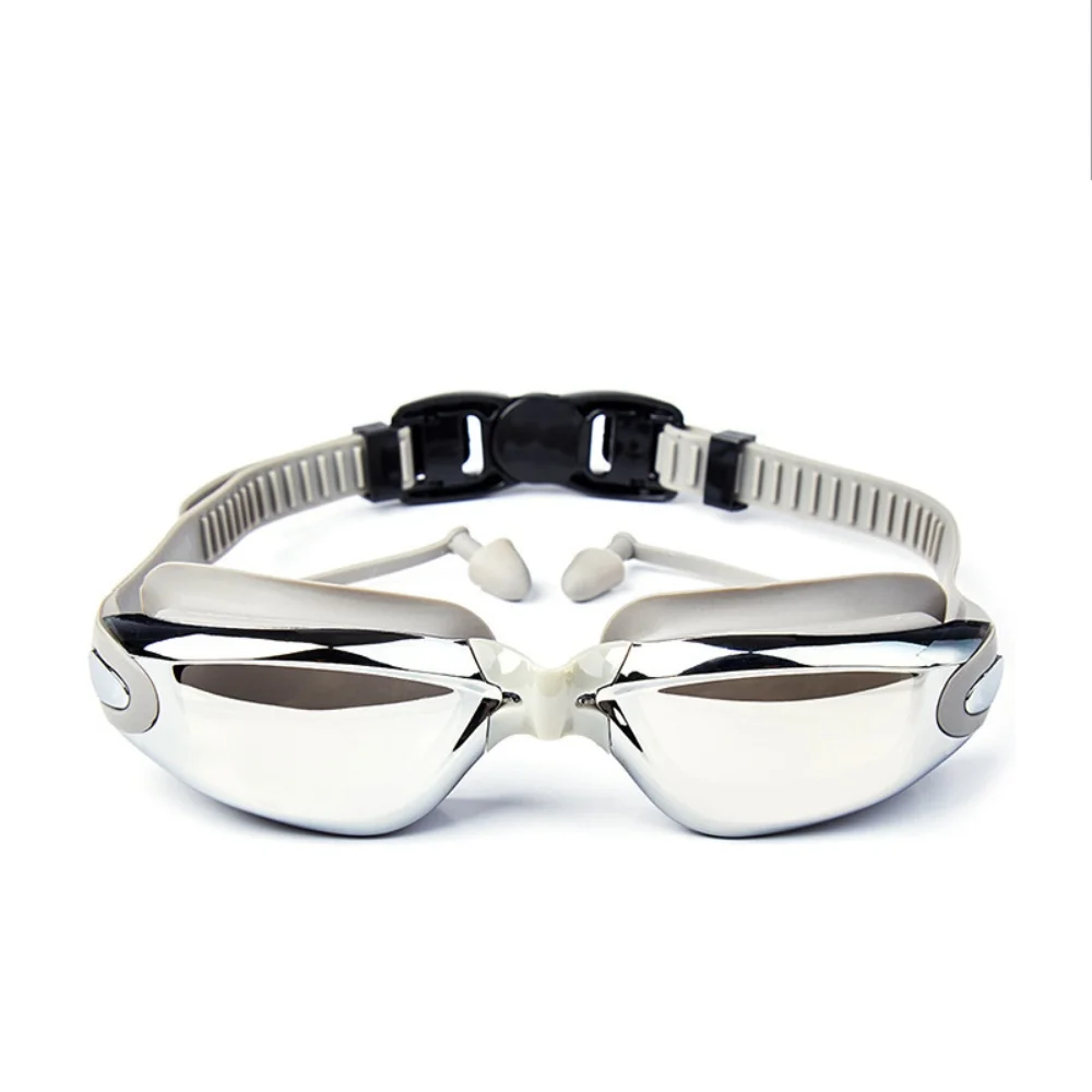 Swimming Goggles Adults Swim Glasses with Earplug Men Women Anti-fog Waterproof Swim Eyewear Pool Diving Training Race Glasses